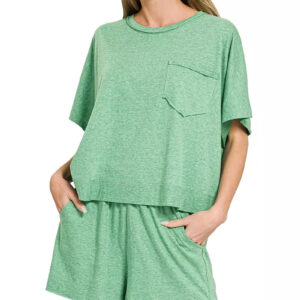 Zenana Exposed Seam Boxy Top & Shorts Set
