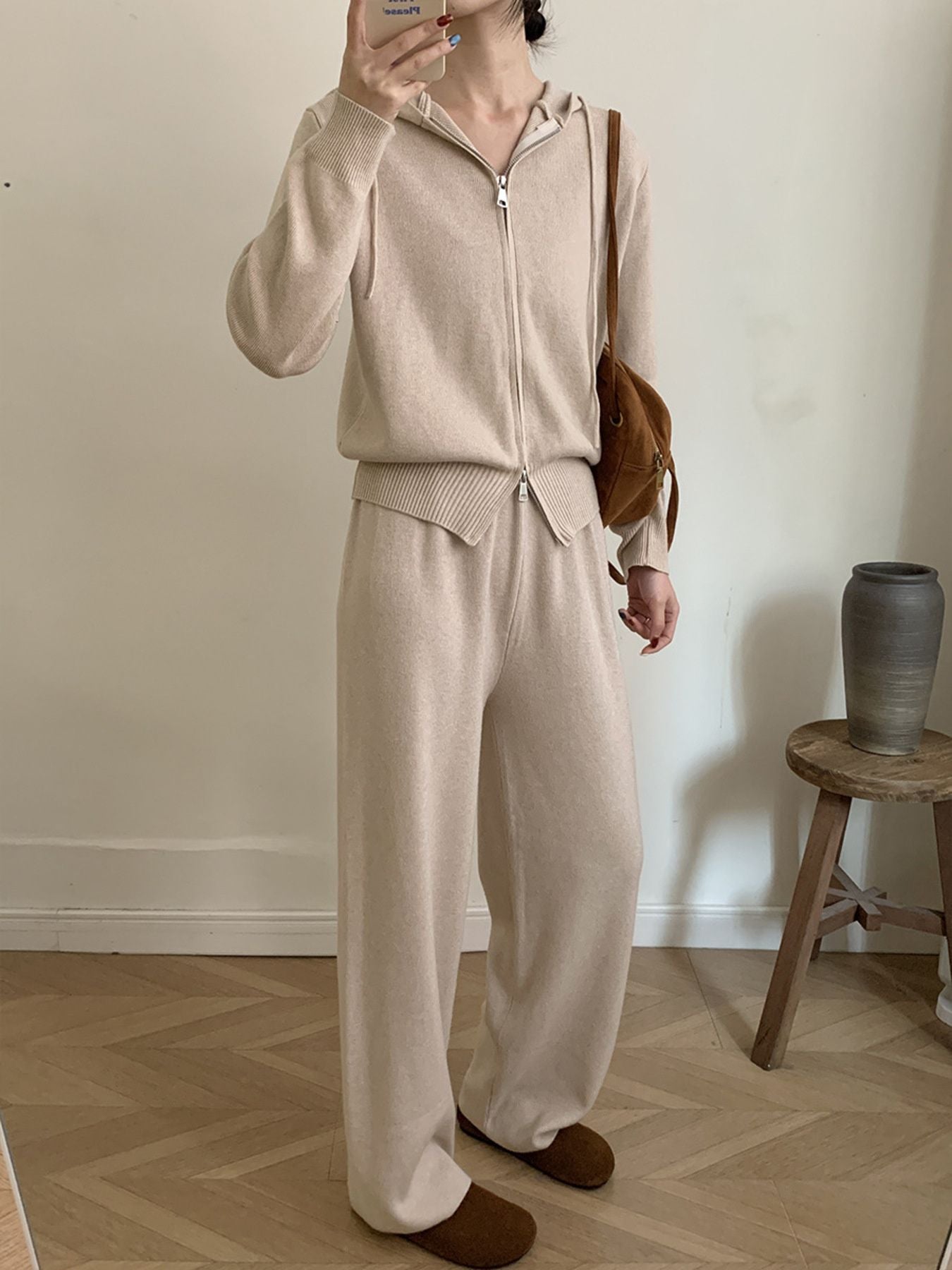 820790f6-03f2-443a-b6e2-ee7cd1aff45e-Max.jpg Zip Up Cardigan and Drawstring Wide Leg Pants Knit Set - Image 14