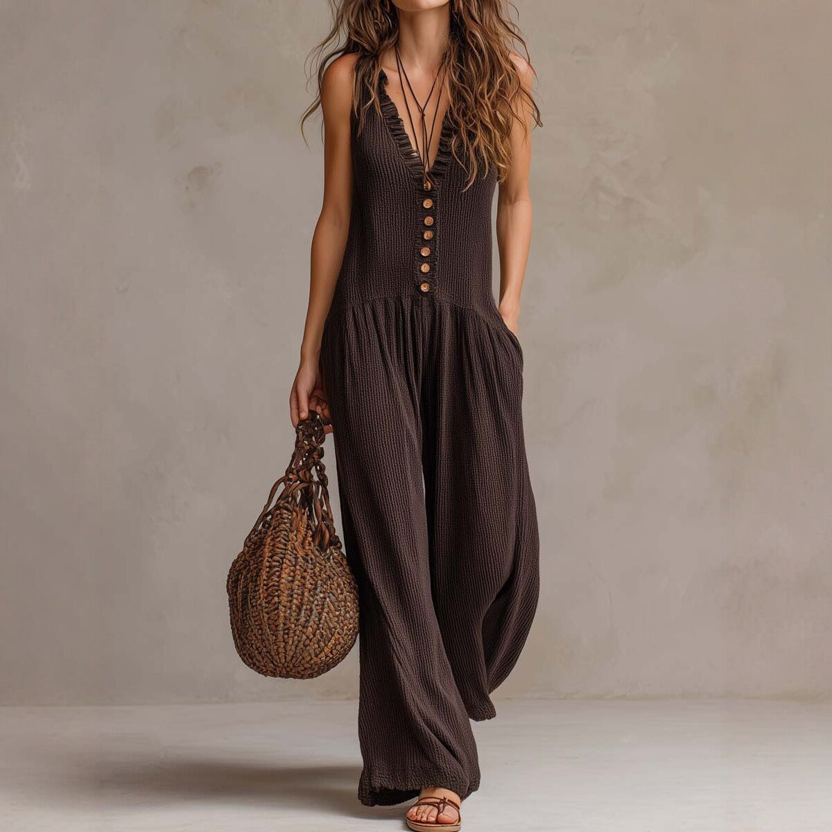 839427c9-0c80-400e-8f56-0df62668f2f1.jpg Women's Loose V-Neck Sleeveless Wide-Leg Jumpsuit - Image 2
