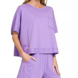 Zenana Exposed Seam Boxy Top & Shorts Set