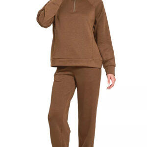 Zenana Scuba Half Zip Sweatshirts and Joggers Set