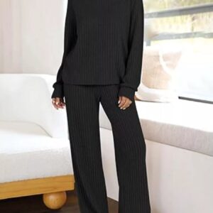 Relaxed Fit Ribbed Knit Top and Pants Set