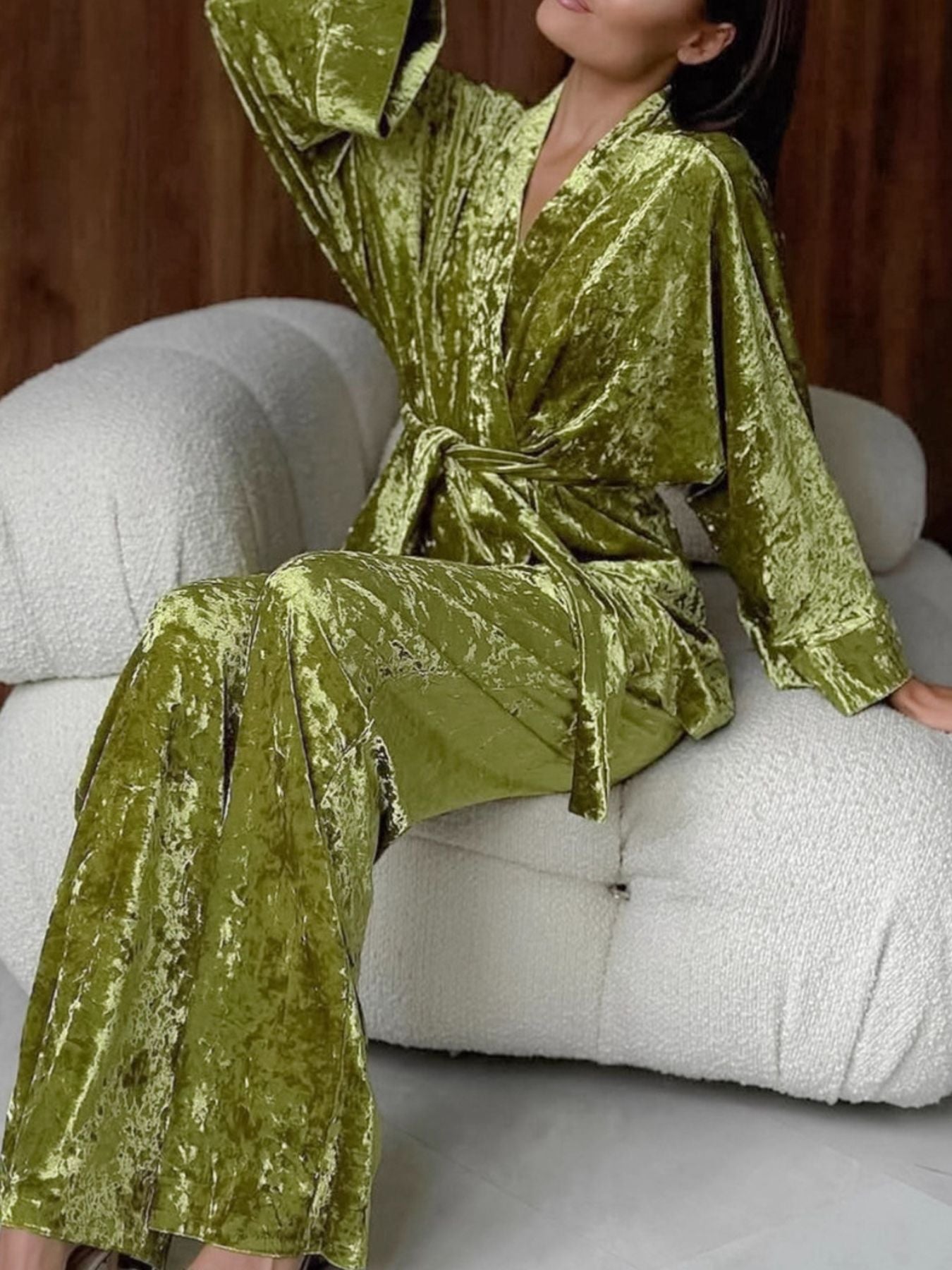9396feeb-96d3-4b4a-b06c-c44b01da4718-Max.jpg Velvet Tie Waist Top and Pants Set - Image 3