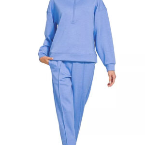 Zenana Scuba Half Zip Pullover and Jogger Set