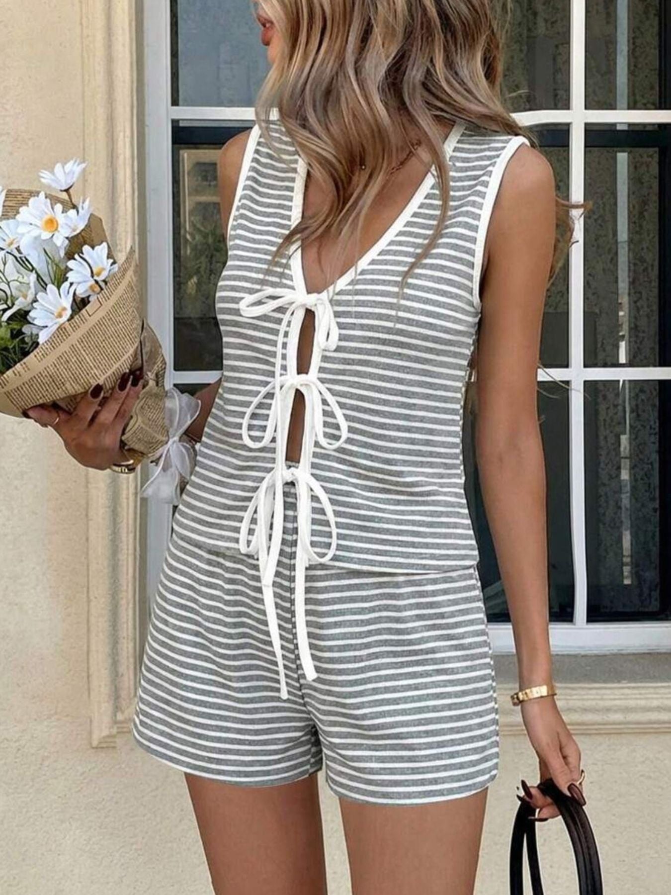 94d20c82-b7f8-4858-b157-694f064912b2-Max.jpg Striped Knit Tie-Front Sleeveless Top & Shorts Set - Image 7