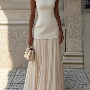Full Size Sleeveless Top and Pleated Maxi Skirt Set Plus Size