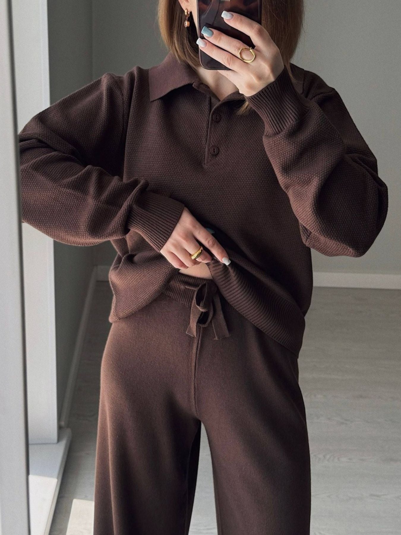 9bb25cb2-3558-43b7-a973-58bc316baba9-Max.jpg Polo Collar Top and Pants or Skirt Knit Set - Image 9