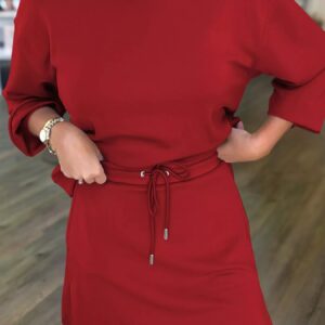 Casual Solid Color Sweatshirt and Skirt Set