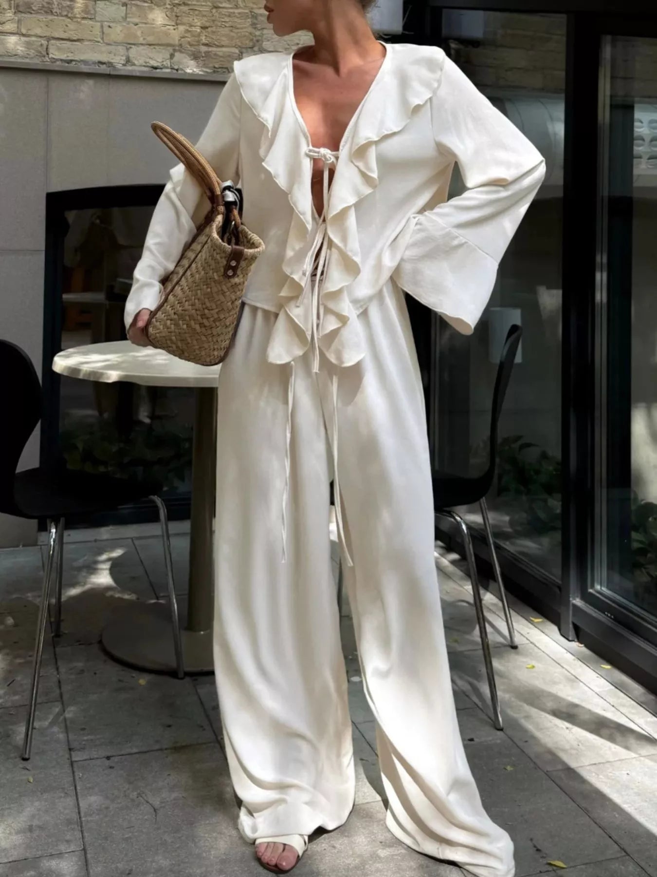 9e9d2017-8670-4782-a2d7-e297beba8110-Max-Origin.jpg Ruffle Trim Tie Front Top and Pants Set - Image 2