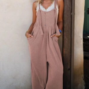 Corded Adjustable Straps Wide Leg Loose Overalls