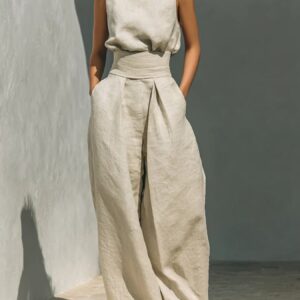 Turtleneck Sleeveless Top and Pants Set