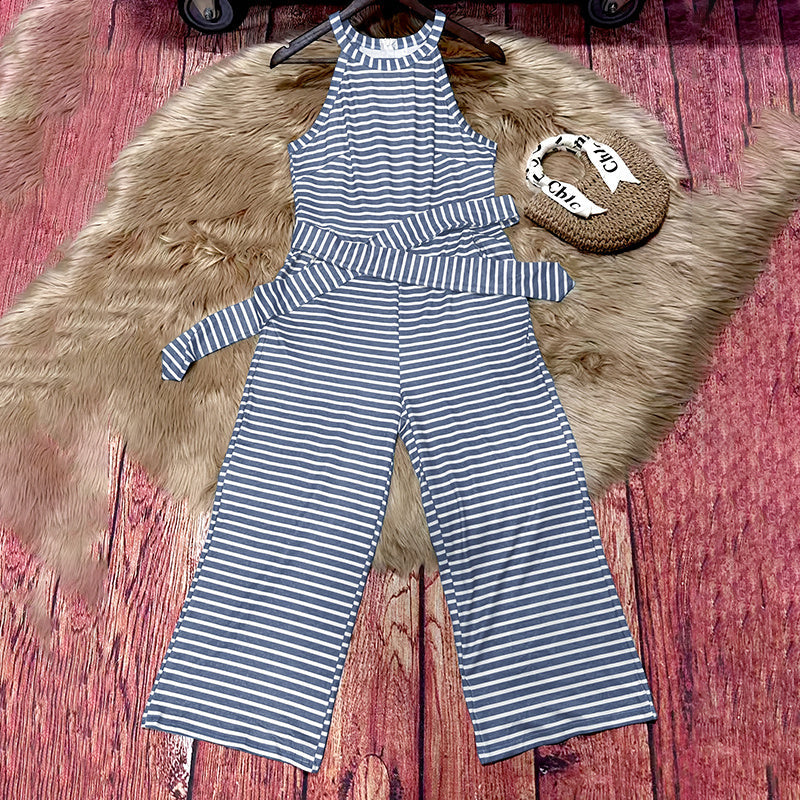 a371a760-0ebc-4dab-9e4f-7972b0692b90.jpg Casual Striped Jumpsuits Summer Cap Sleeve Wide Leg Jumper - Image 6