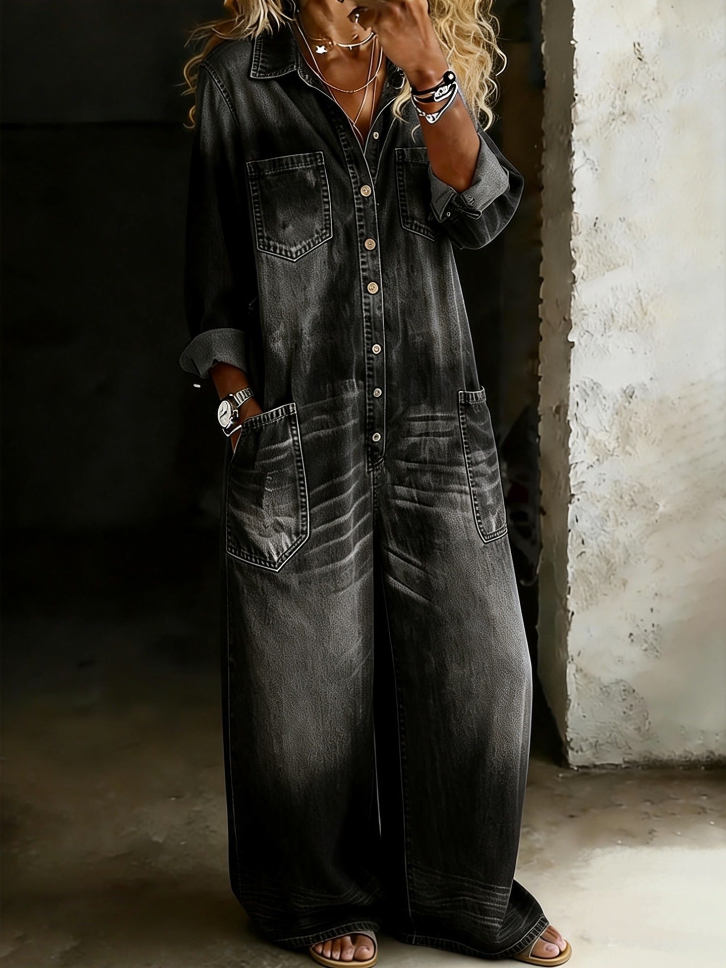 a99a04ae-0fa8-4a45-b48d-cd0890f29a19.jpg Women's Vintage Washed Wide-Leg Jumpsuit with Pockets - Image 5