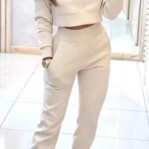 Casual Chic Cropped Sweatshirt and Jogger Set