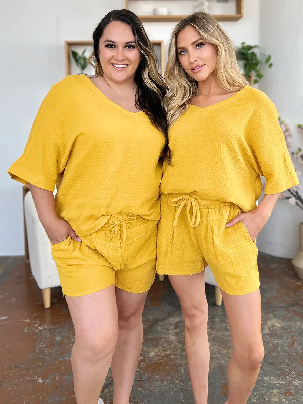 b4ff564f-d142-4e9c-bdd7-1473d65e0b46-Max.jpg Double Take Texture Half Sleeve T-Shirt and Drawstring Shorts Set - Image 5