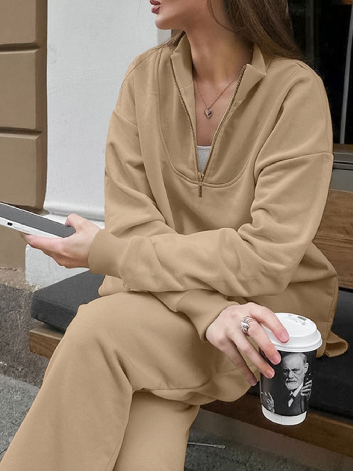 b5c3a1cf-4c48-4a4b-be2c-ff618879dfb8-Max.jpg Quarter Zip Long Sleeve Top and Pants Set - Image 6