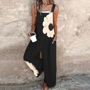 Women's Square-Neck Floral Sleeveless Jumpsuit