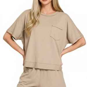 Zenana Exposed Seam Boxy Top & Shorts Set