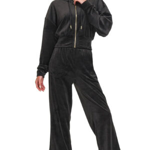 Zenana Velvet Zip Up Hoodie and Pants Set