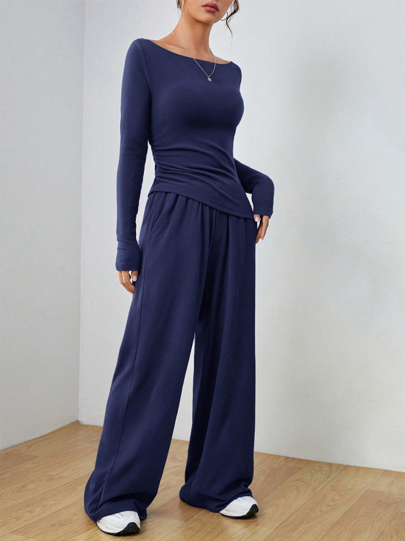 bac3b254e0ec486bb87946dd9839ee4b-Max.jpg Long Sleeve Top and Wide Leg Pants Set - Image 4