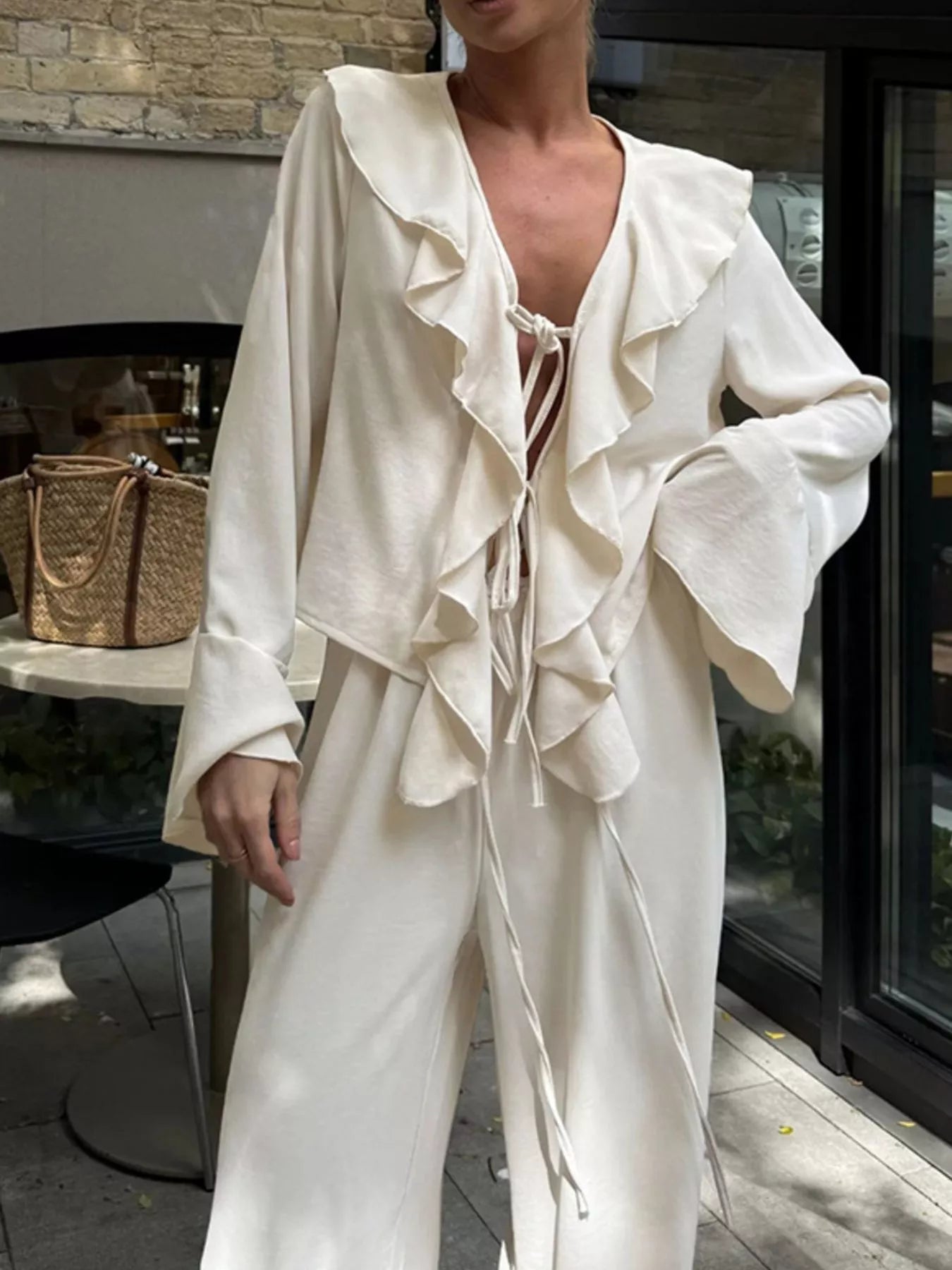 bcb3300c-30ae-4e1e-976b-5e381a3c3c5b-Max-Origin.jpg Ruffle Trim Tie Front Top and Pants Set - Image 4