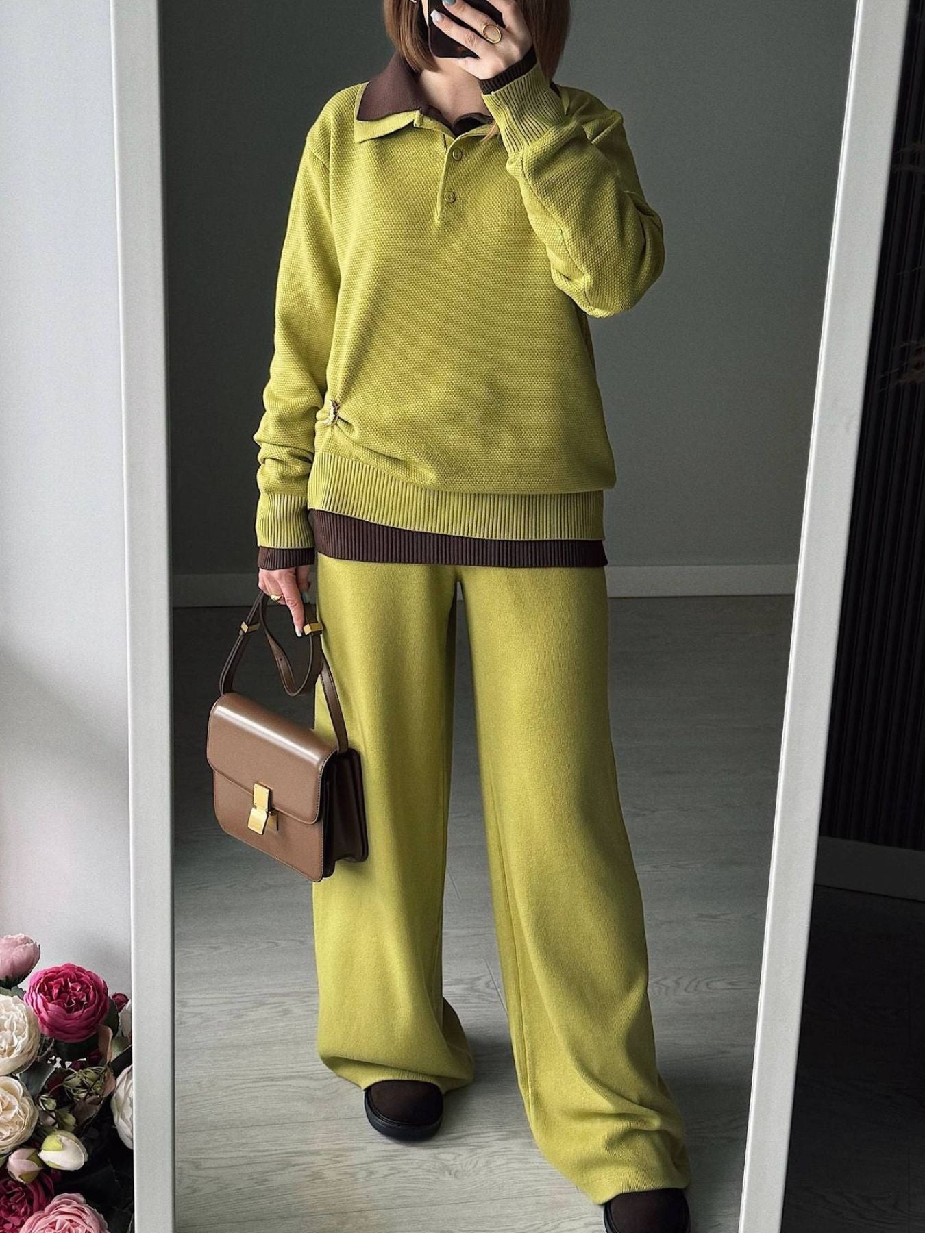 be271613-27e2-4bf7-97c2-cc37f98fab94-Max.jpg Polo Collar Top and Pants or Skirt Knit Set - Image 13