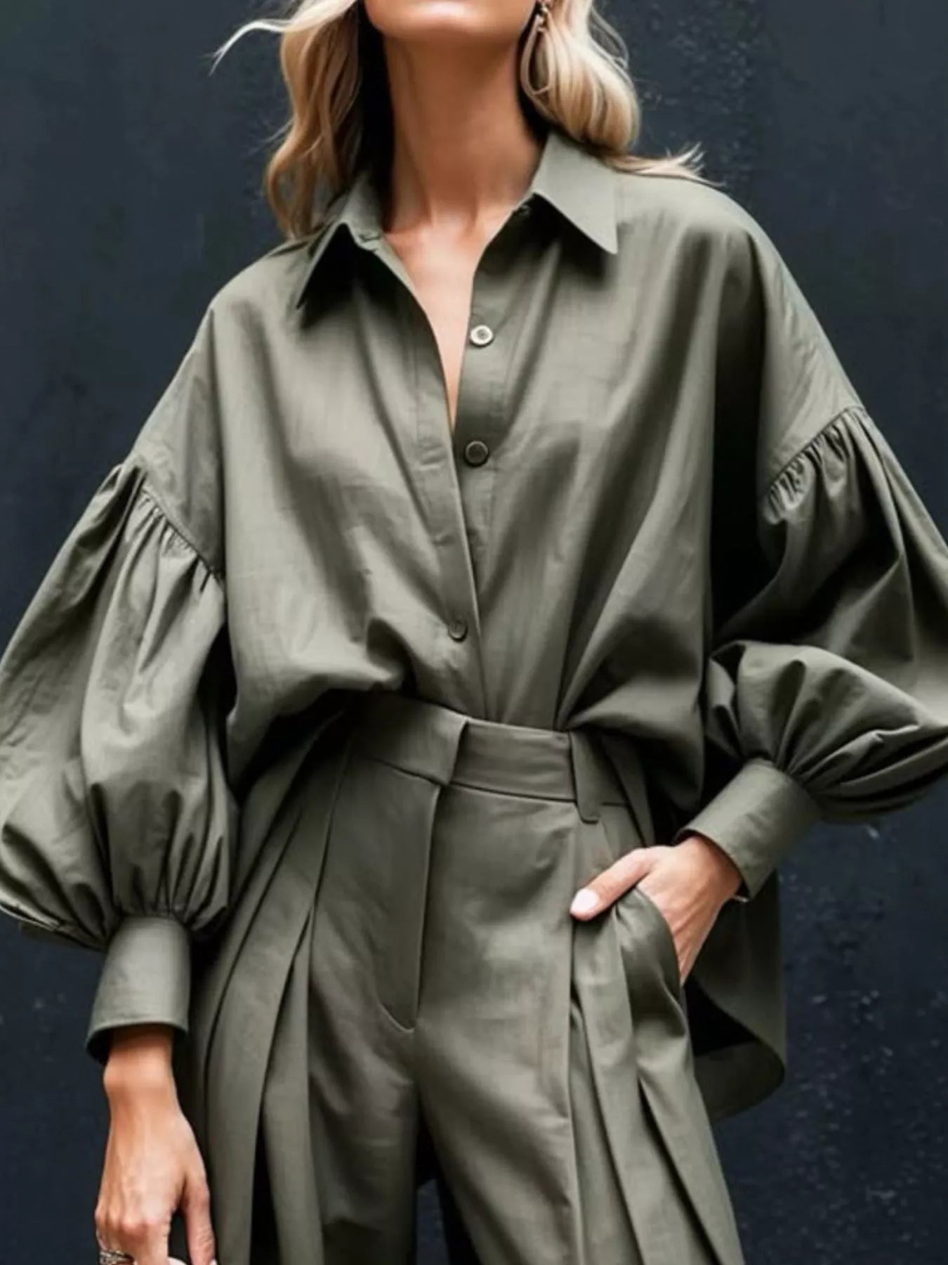 bf95a7b8-39a5-4aaf-b5f4-01e0548e714c-Max-Origin.jpg Lantern Sleeve Shirt and Wide Leg Pants Set - Image 2