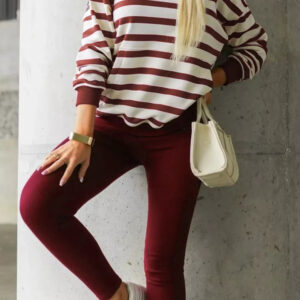 Striped Long Sleeve Hoodie & Leggings Set