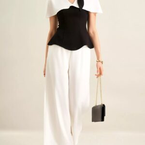 Peplum Top with Wide-Leg Pants Set