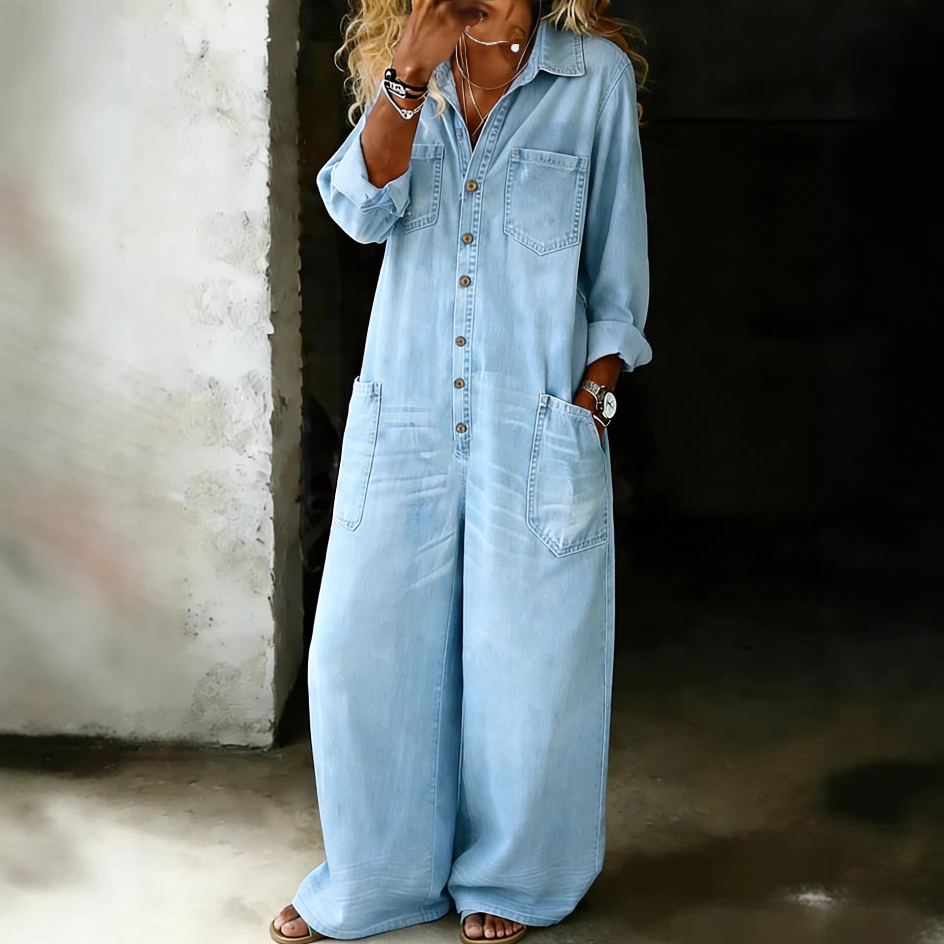 c2dc033a-16cc-42ba-a941-dc64fdd9f94c.jpg Women's Vintage Washed Wide-Leg Jumpsuit with Pockets - Image 2