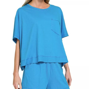 Zenana Exposed Seam Boxy Top & Shorts Set