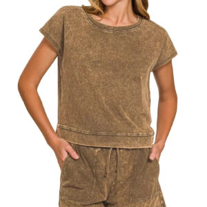 Zenana Premium Cotton Washed Sleeveless Top & Shorts Set
