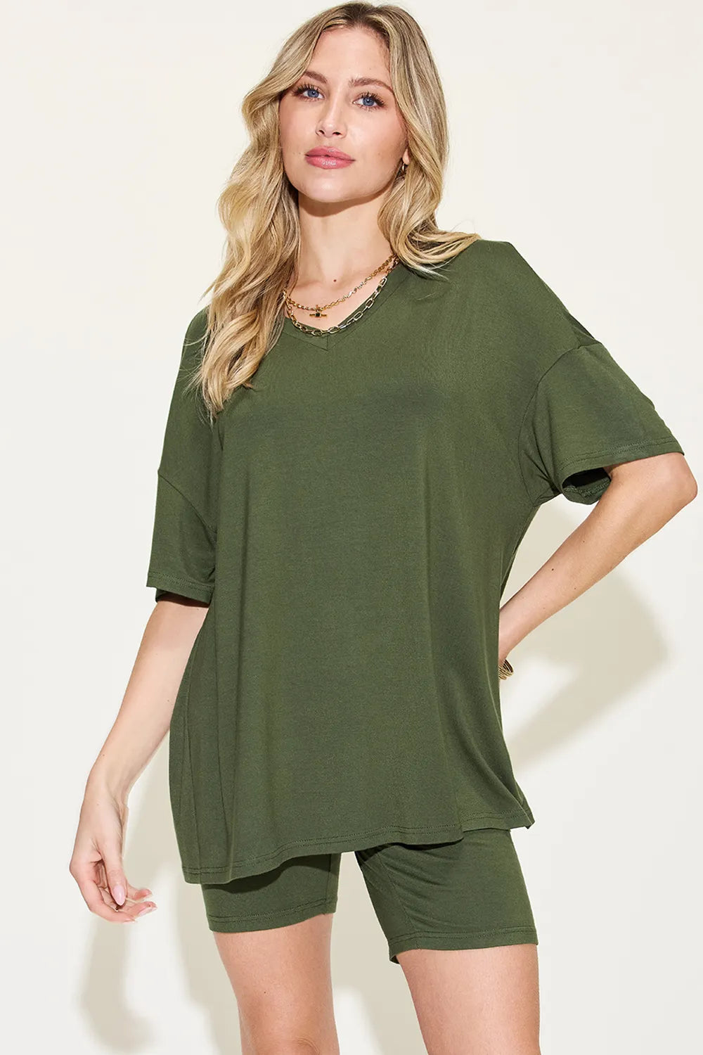 ccc70cfd-117a-4588-9c2b-c585d97b1b1b-Max.jpg Basic Bae Full Size V-Neck Drop Shoulder T-Shirt and Shorts Set - Image 21