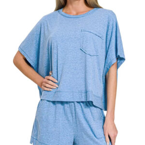 Zenana Exposed Seam Boxy Top & Shorts Set