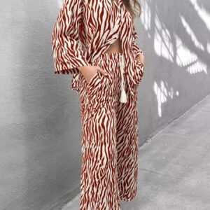 Zebra Print Relaxed Fit Top and Pants Two-Piece Set