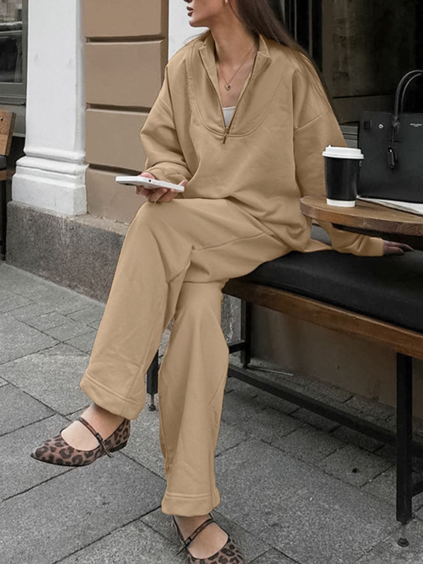e1b2e396-3e12-4310-83c9-0c4110ee70a7-Max.jpg Quarter Zip Long Sleeve Top and Pants Set - Image 2