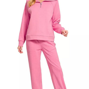 Zenana Scuba Half Zip Sweatshirts and Joggers Set