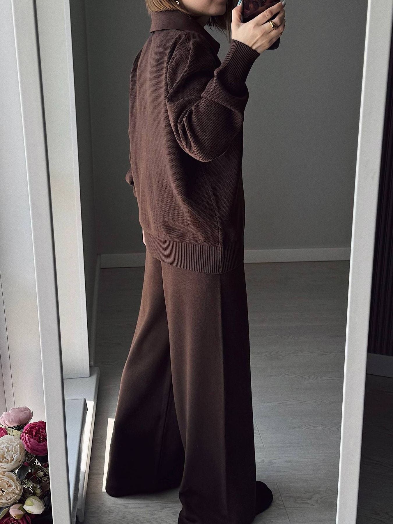 e3c75785-9a1e-4b9c-83d4-74b9ae2a1648-Max.jpg Polo Collar Top and Pants or Skirt Knit Set - Image 11