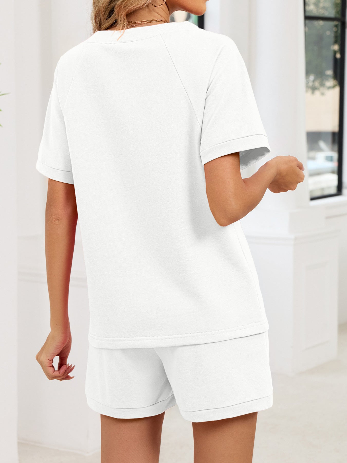 e51377b20b4449edb681dc5ff25570b2-Max.jpg Notched Short Sleeve Top and Shorts Set - Image 24