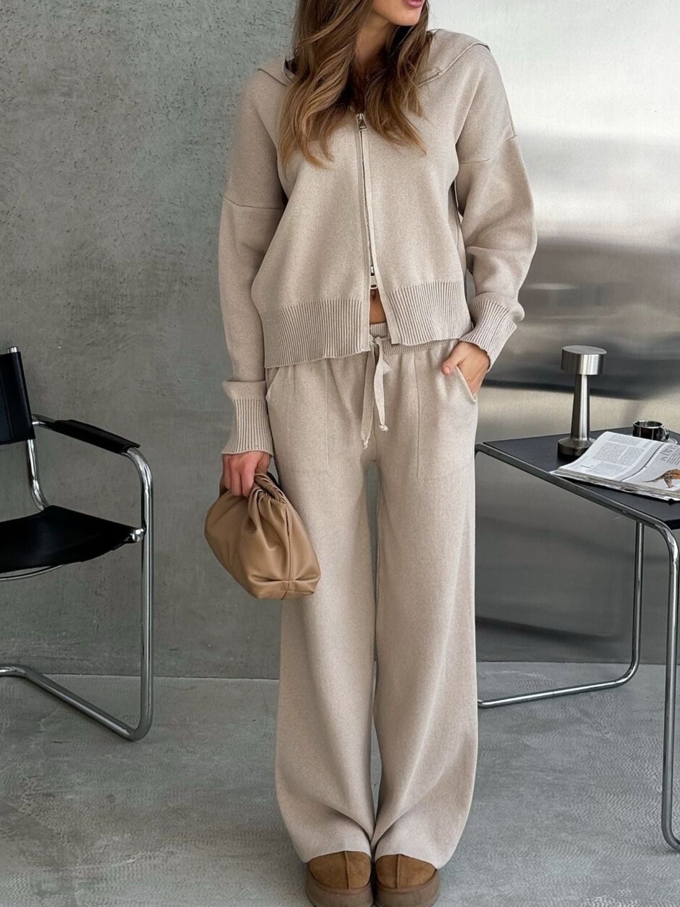 e65a27a2-dd13-45ad-9efd-22f8070c1484-Max.jpg Zip Up Cardigan and Drawstring Wide Leg Pants Knit Set - Image 11