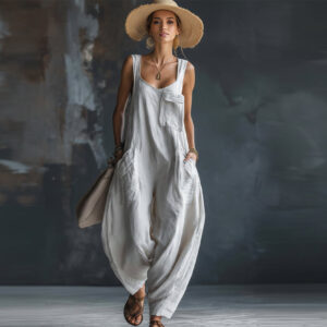 Women's Casual Versatile Solid Color Loose Jumpsuit