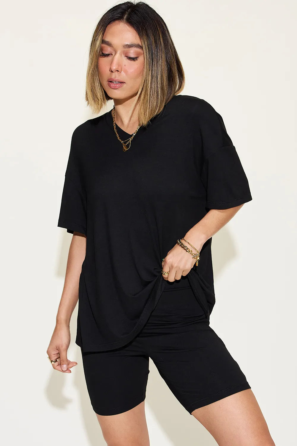 f1845e78-2d83-4909-8469-ecfcb4d01a50-Max.jpg Basic Bae Full Size V-Neck Drop Shoulder T-Shirt and Shorts Set - Image 25