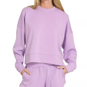 Zenana Scuba Long Sleeve Sweatshirts & Shorts Set