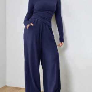 Long Sleeve Top and Wide Leg Pants Set